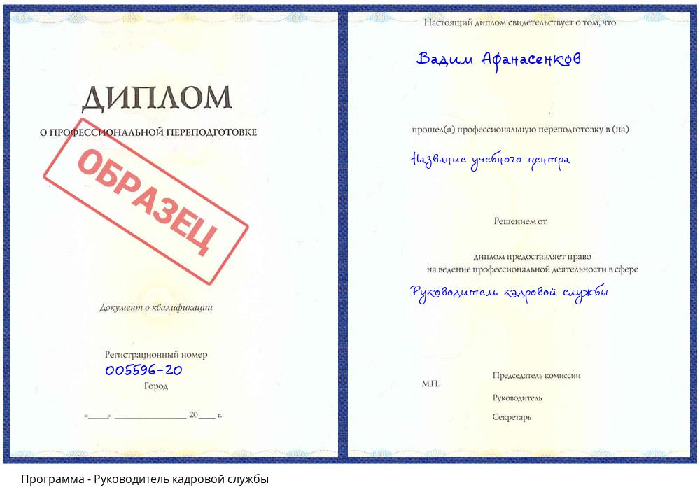 Руководитель кадровой службы Скопин